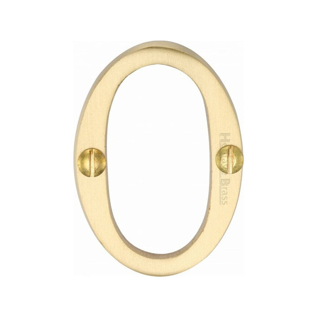 Heritage Brass Door Furniture Satin Brass / Numerals / 0 Heritage Brass - Numeral 0 Face Fix 51mm (2") Satin Brass Finish
