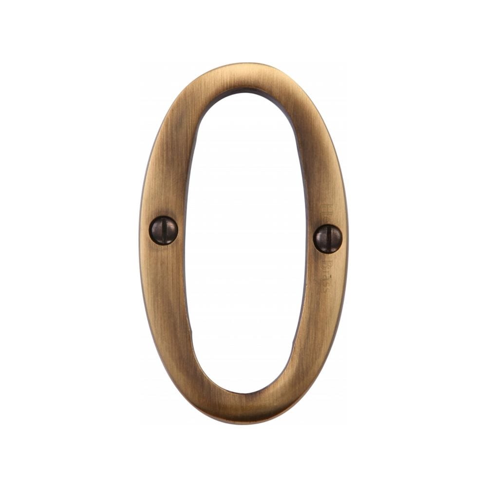 Heritage Brass Door Furniture Antique Brass / Numerals / 0 Heritage Brass - Numeral 0 Face Fix 76mm (3") Antique Brass Finish