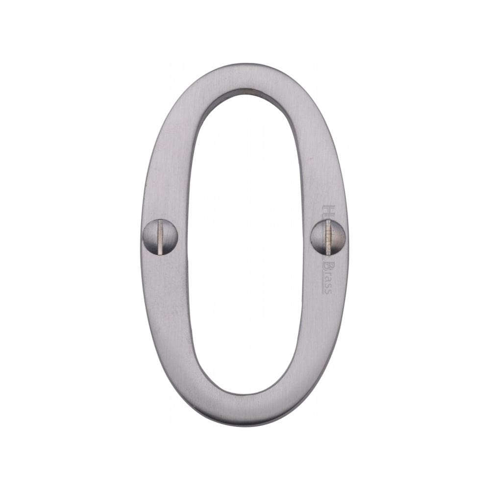 Heritage Brass Door Furniture Satin Chrome / Numerals / 0 Heritage Brass - Numeral 0 Face Fix 76mm (3") Satin Chrome Finish