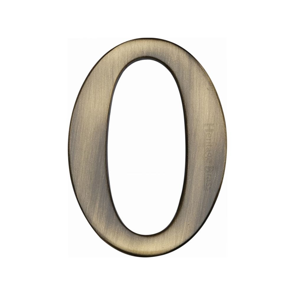 Heritage Brass Door Furniture Antique Brass / Numerals / 0 Heritage Brass - Numeral 0 Self Adhesive 51mm (2") Antique Brass Finish