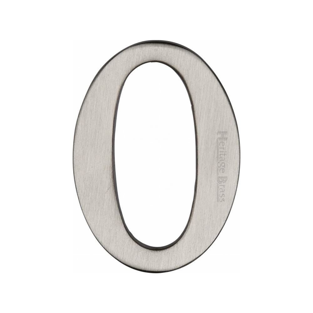 Heritage Brass Door Furniture Satin Nickel / Numerals / 0 Heritage Brass - Numeral 0 Self Adhesive 51mm (2") Satin Nickel Finish