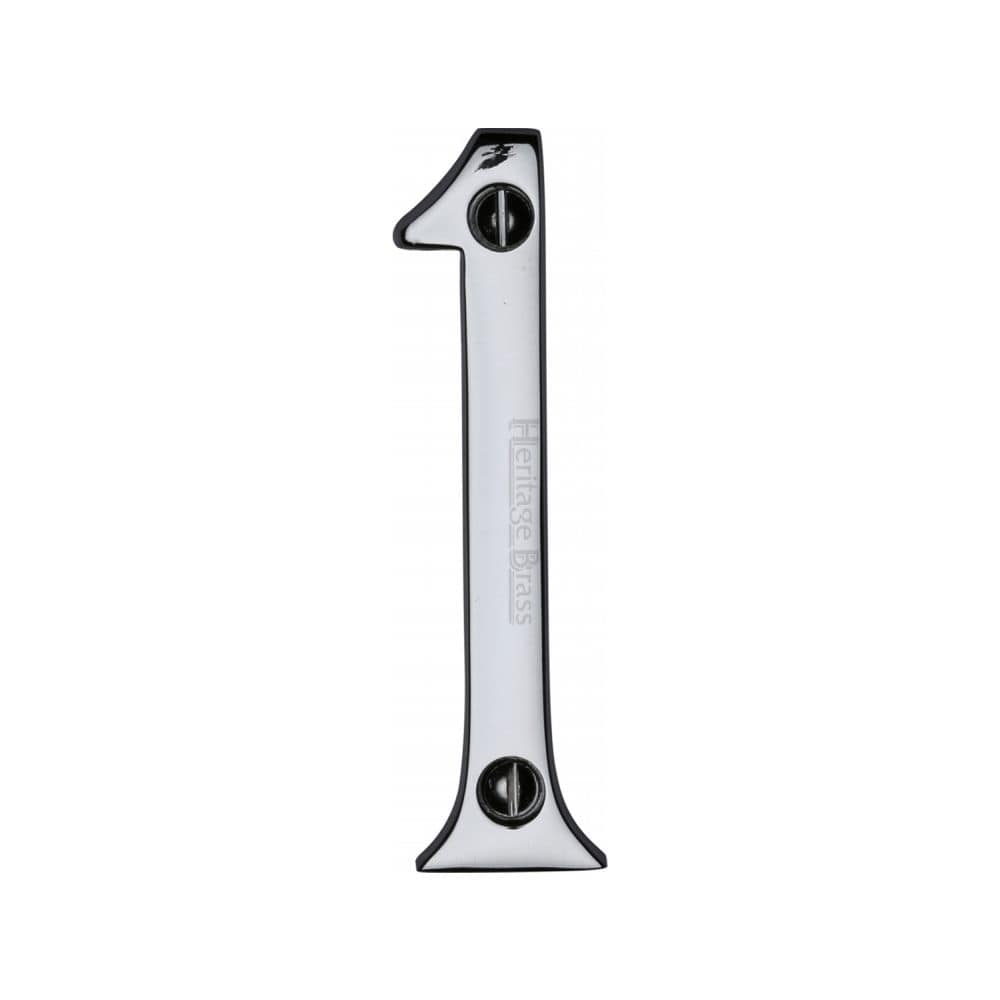 Heritage Brass Door Furniture Polished Chrome / Numerals / 1 Heritage Brass - Numeral 1 Face Fix 76mm (3") Polished Chrome Finish