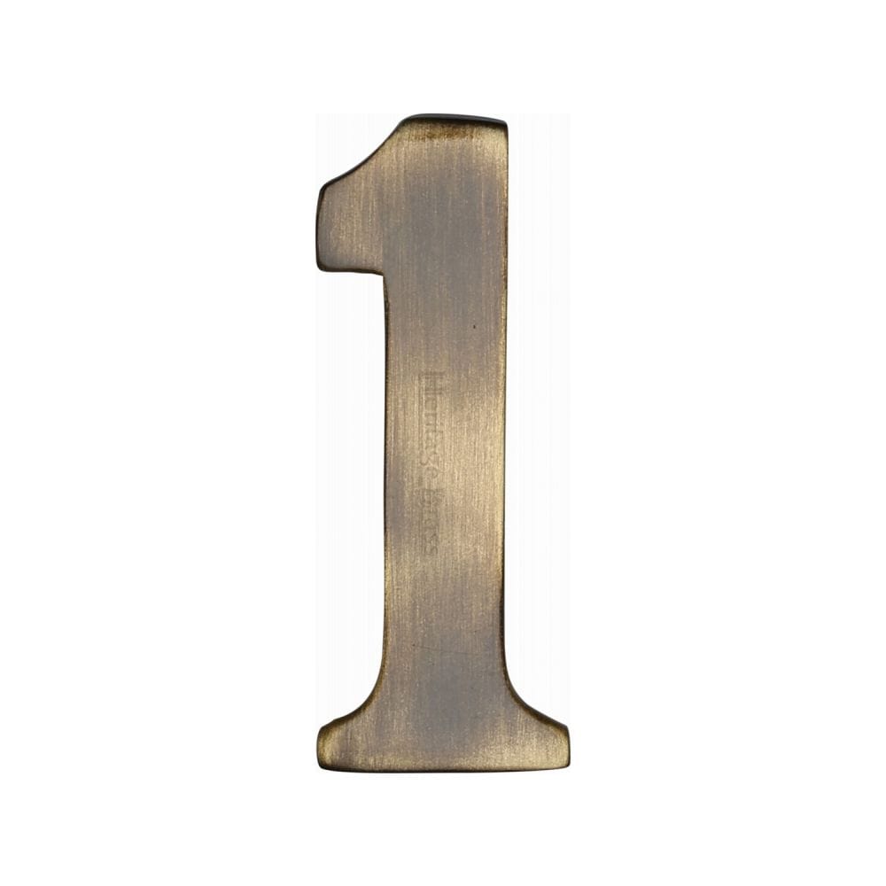 Heritage Brass Door Furniture Antique Brass / Numerals / 1 Heritage Brass - Numeral 1 Self Adhesive 51mm (2") Antique Brass Finish