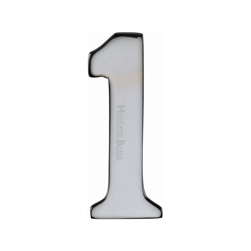 Heritage Brass Door Furniture Polished Chrome / Numerals / 1 Heritage Brass - Numeral 1 Self Adhesive 51mm (2") Polished Chrome Finish