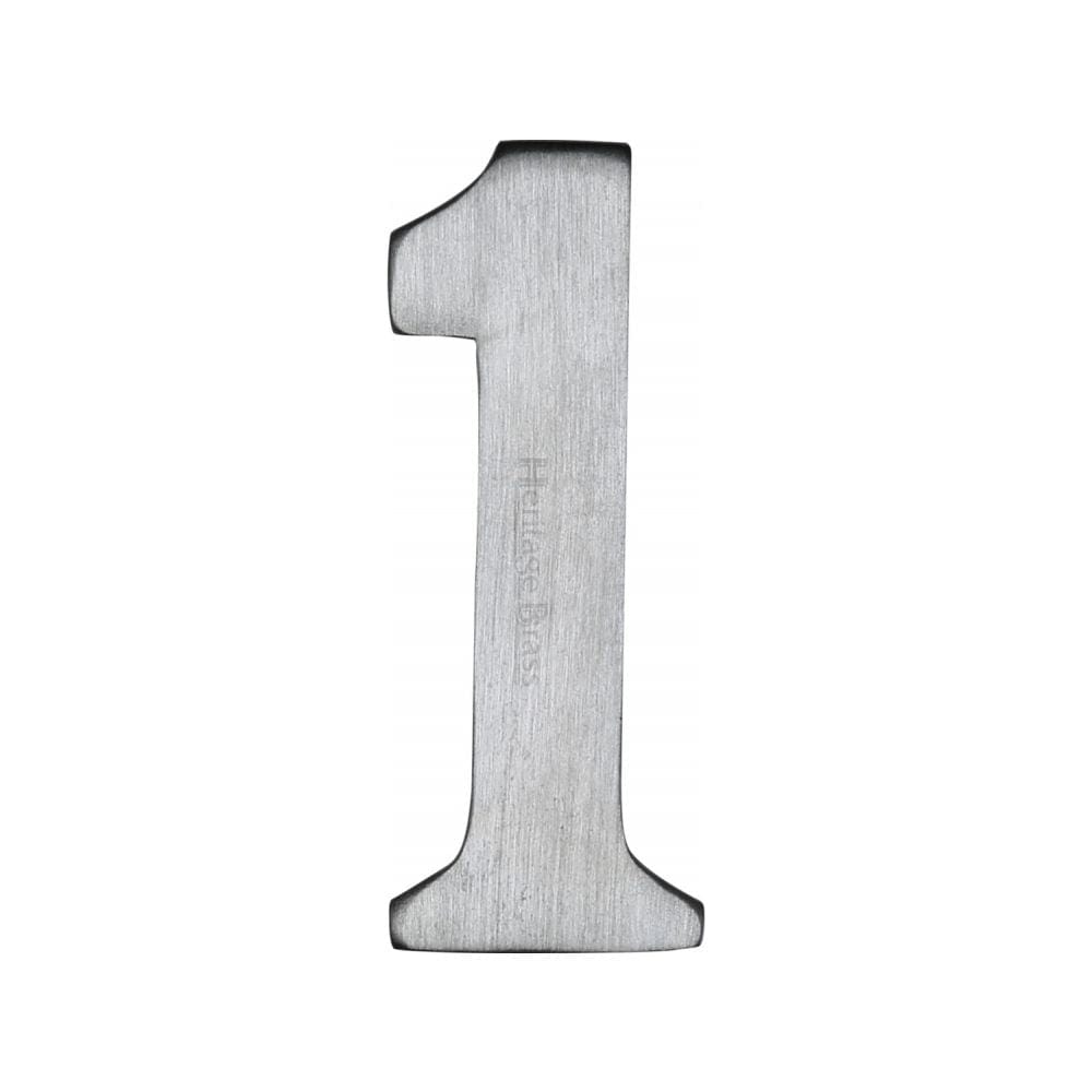 Heritage Brass Door Furniture Satin Chrome / Numerals / 1 Heritage Brass - Numeral 1 Self Adhesive 51mm (2") Satin Chrome Finish