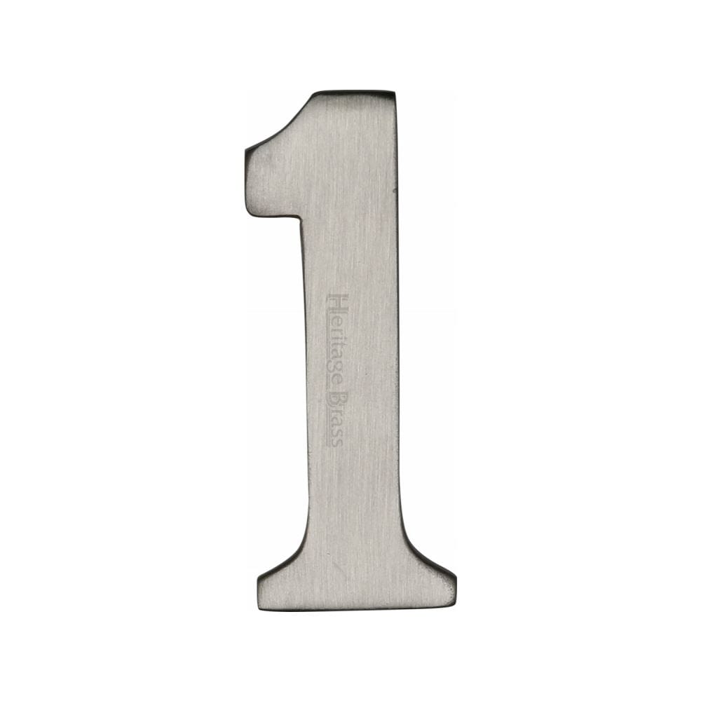 Heritage Brass Door Furniture Satin Nickel / Numerals / 1 Heritage Brass - Numeral 1 Self Adhesive 51mm (2") Satin Nickel Finish