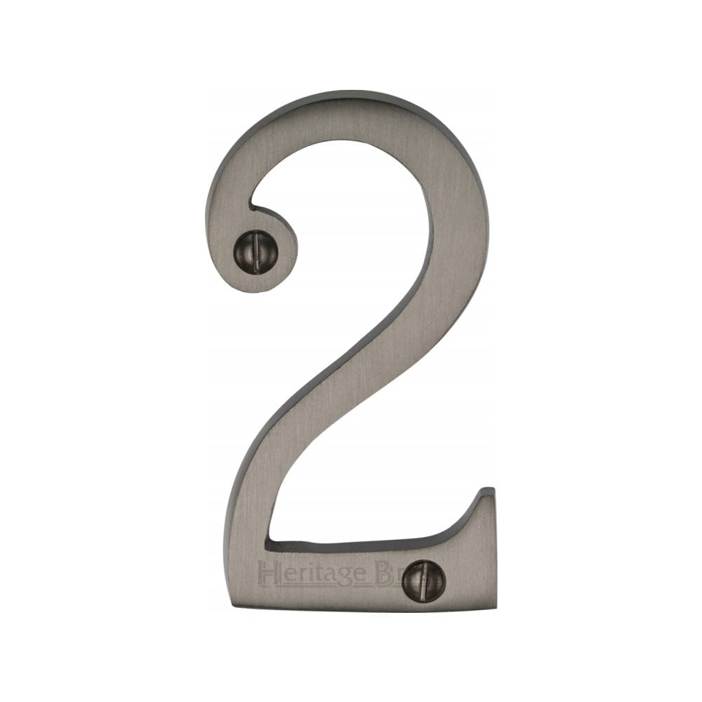 Heritage Brass Door Furniture Matt Bronze / Numerals / 2 Heritage Brass - Numeral 2 Face Fix 76mm (3") Matt Bronze Finish