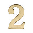 Heritage Brass Door Furniture Satin Brass / Numerals / 2 Heritage Brass - Numeral 2 Self Adhesive 51mm (2") Satin Brass Finish