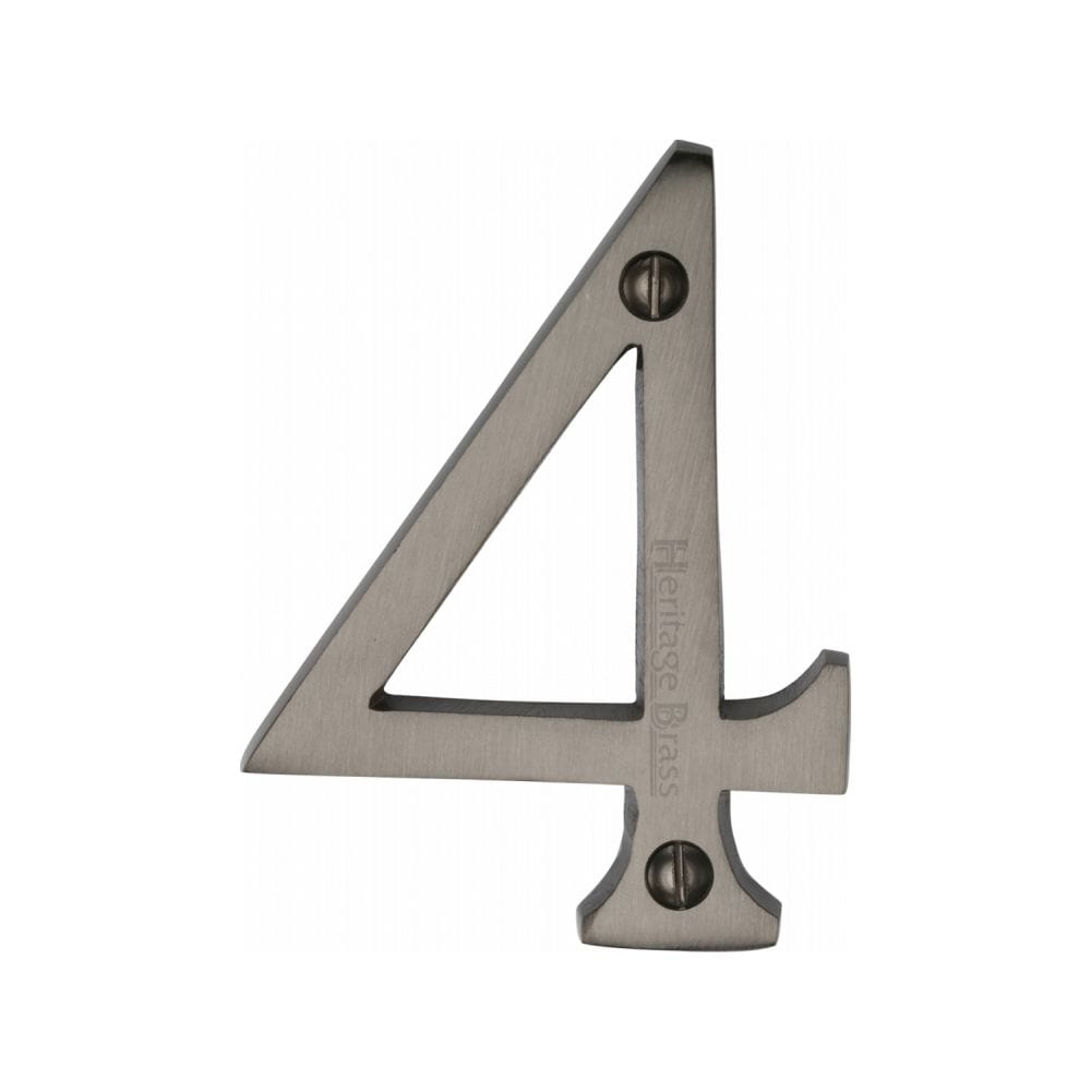 Heritage Brass Door Furniture Matt Bronze / Numerals / 4 Heritage Brass - Numeral 4 Face Fix 76mm (3") Matt Bronze Finish