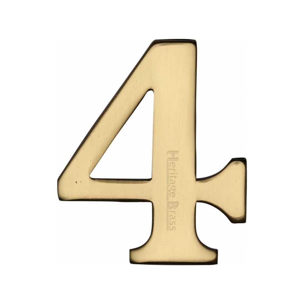 Heritage Brass Door Furniture Polished Brass / Numerals / 4 Heritage Brass - Numeral 4 Self Adhesive 51mm (2") Polished Brass Finish