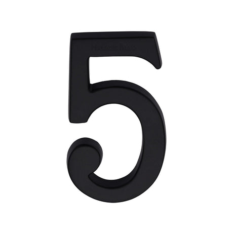 Heritage Brass Door Furniture Matt Black / Numerals / 5 Heritage Brass - Numeral 5 Concealed Fix 76mm (3") Matt Black
