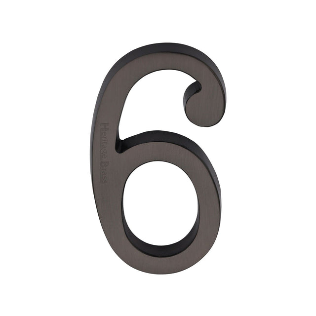 Heritage Brass Door Furniture Matt Bronze / Numerals / 6 Heritage Brass - Numeral 6 Concealed Fix 76mm (3") Matt Bronze finish