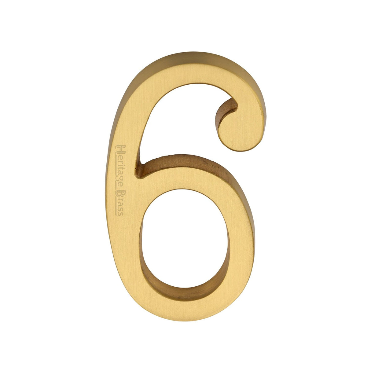 Heritage Brass Door Furniture Satin Brass / Numerals / 6 Heritage Brass - Numeral 6 Concealed Fix 76mm (3") Satin Brass finish