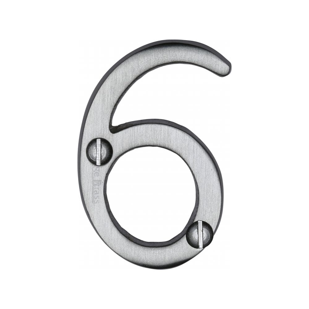 Heritage Brass Door Furniture Satin Chrome / Numerals / 6 Heritage Brass - Numeral 6 Face Fix 51mm (2") Satin Chrome Finish