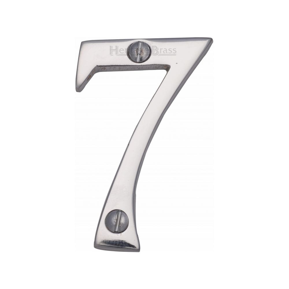 Heritage Brass Door Furniture Polished Chrome / Numerals / 7 Heritage Brass - Numeral 7 Face Fix 51mm (2") Polished Chrome Finish
