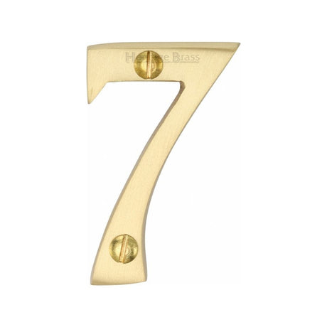 Heritage Brass Door Furniture Satin Brass / Numerals / 7 Heritage Brass - Numeral 7 Face Fix 51mm (2") Satin Brass Finish
