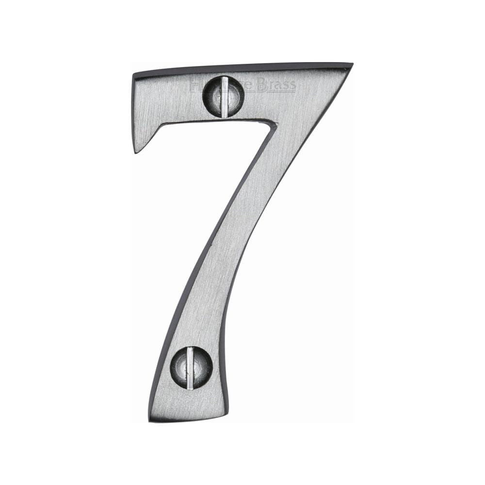 Heritage Brass Door Furniture Satin Chrome / Numerals / 7 Heritage Brass - Numeral 7 Face Fix 51mm (2") Satin Chrome Finish