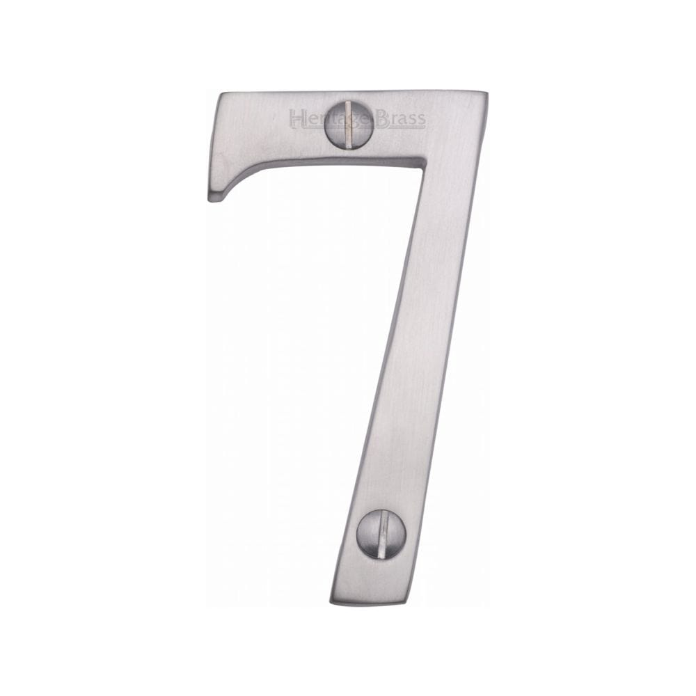 Heritage Brass Door Furniture Satin Chrome / Numerals / 7 Heritage Brass - Numeral 7 Face Fix 76mm (3") Satin Chrome Finish