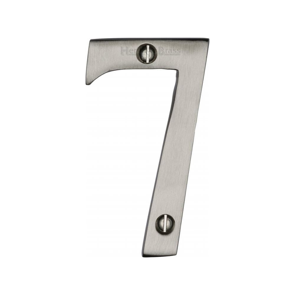 Heritage Brass Door Furniture Satin Nickel / Numerals / 7 Heritage Brass - Numeral 7 Face Fix 76mm (3") Satin Nickel Finish
