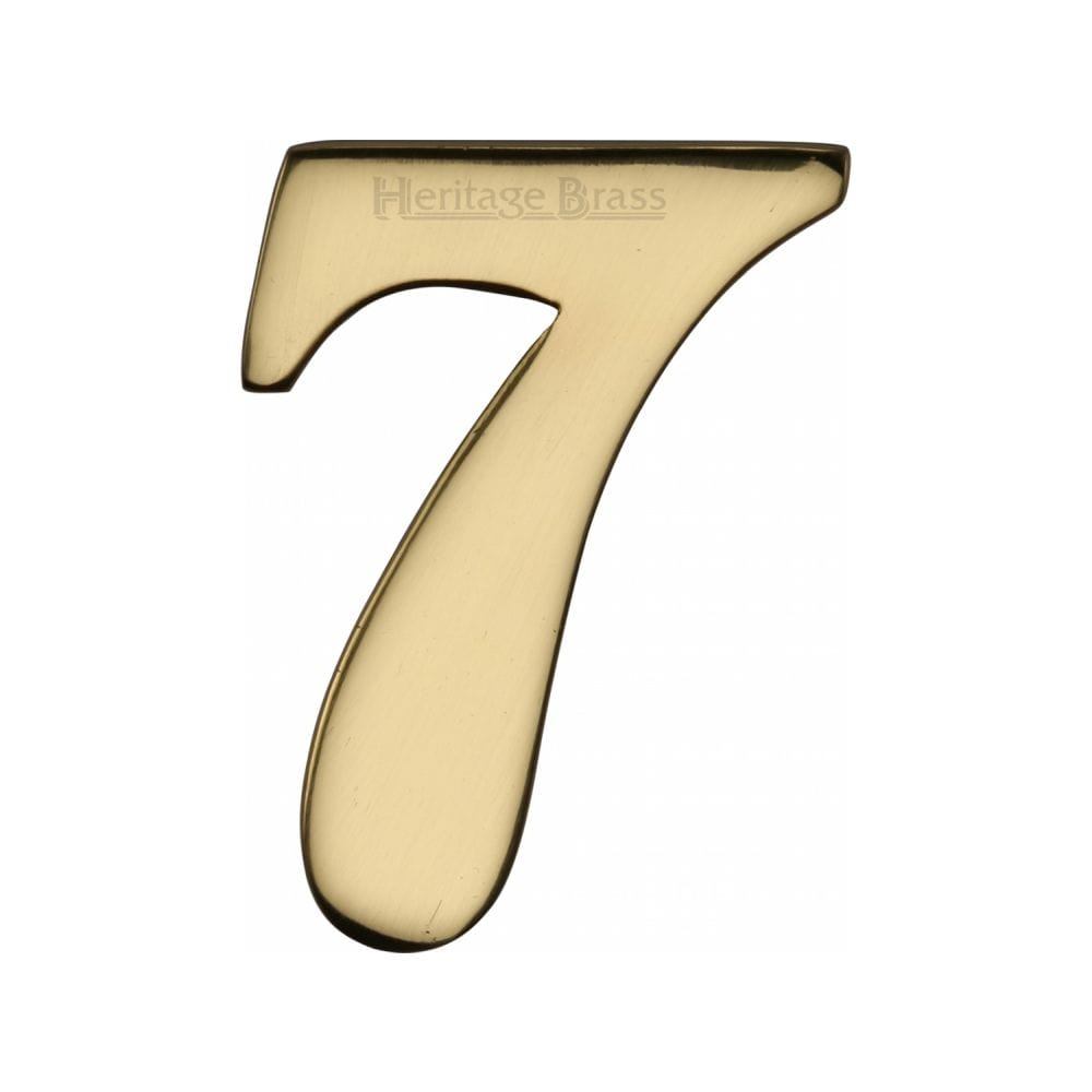 Heritage Brass Door Furniture Polished Brass / Numerals / 7 Heritage Brass - Numeral 7 Self Adhesive 51mm (2") Polished Brass Finish