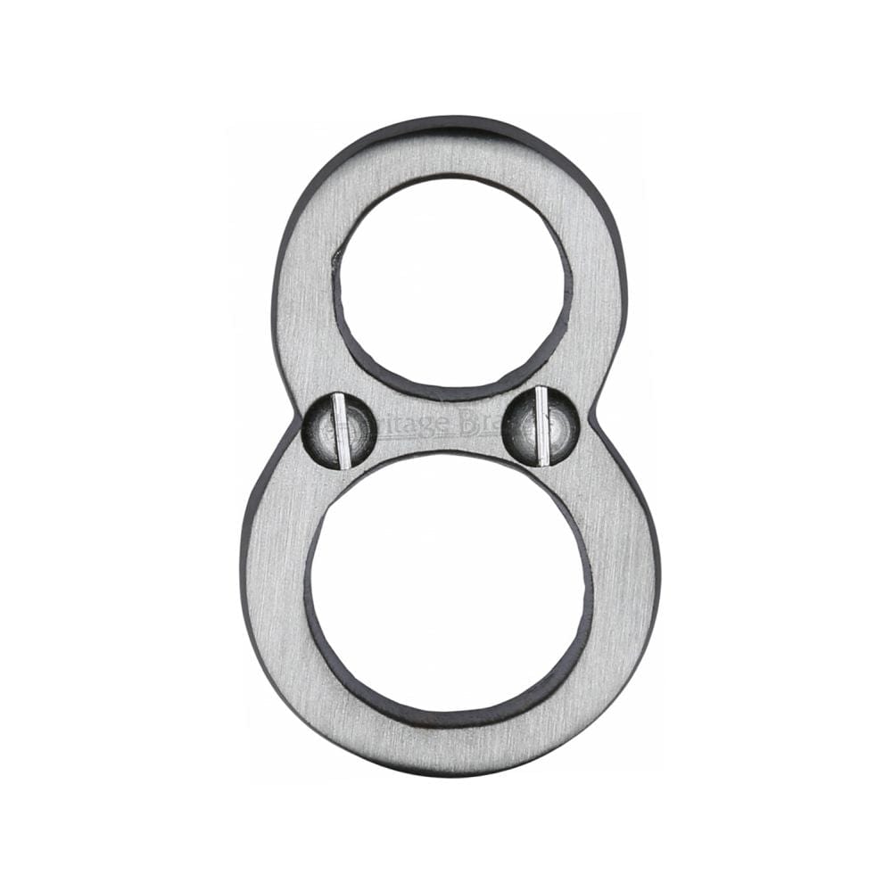 Heritage Brass Door Furniture Satin Chrome / Numerals / 8 Heritage Brass - Numeral 8 Face Fix 51mm (2") Satin Chrome Finish