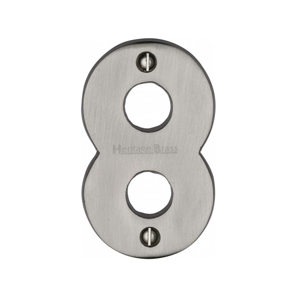 Heritage Brass Door Furniture Satin Nickel / Numerals / 8 Heritage Brass - Numeral 8 Face Fix 76mm (3") Satin Nickel Finish