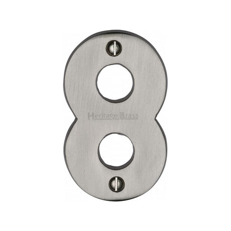 Heritage Brass Door Furniture Satin Nickel / Numerals / 8 Heritage Brass - Numeral 8 Face Fix 76mm (3") Satin Nickel Finish