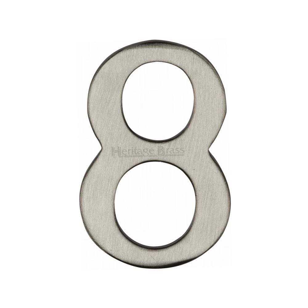 Heritage Brass Door Furniture Satin Nickel / Numerals / 8 Heritage Brass - Numeral 8 Self Adhesive 51mm (2") Satin Nickel Finish