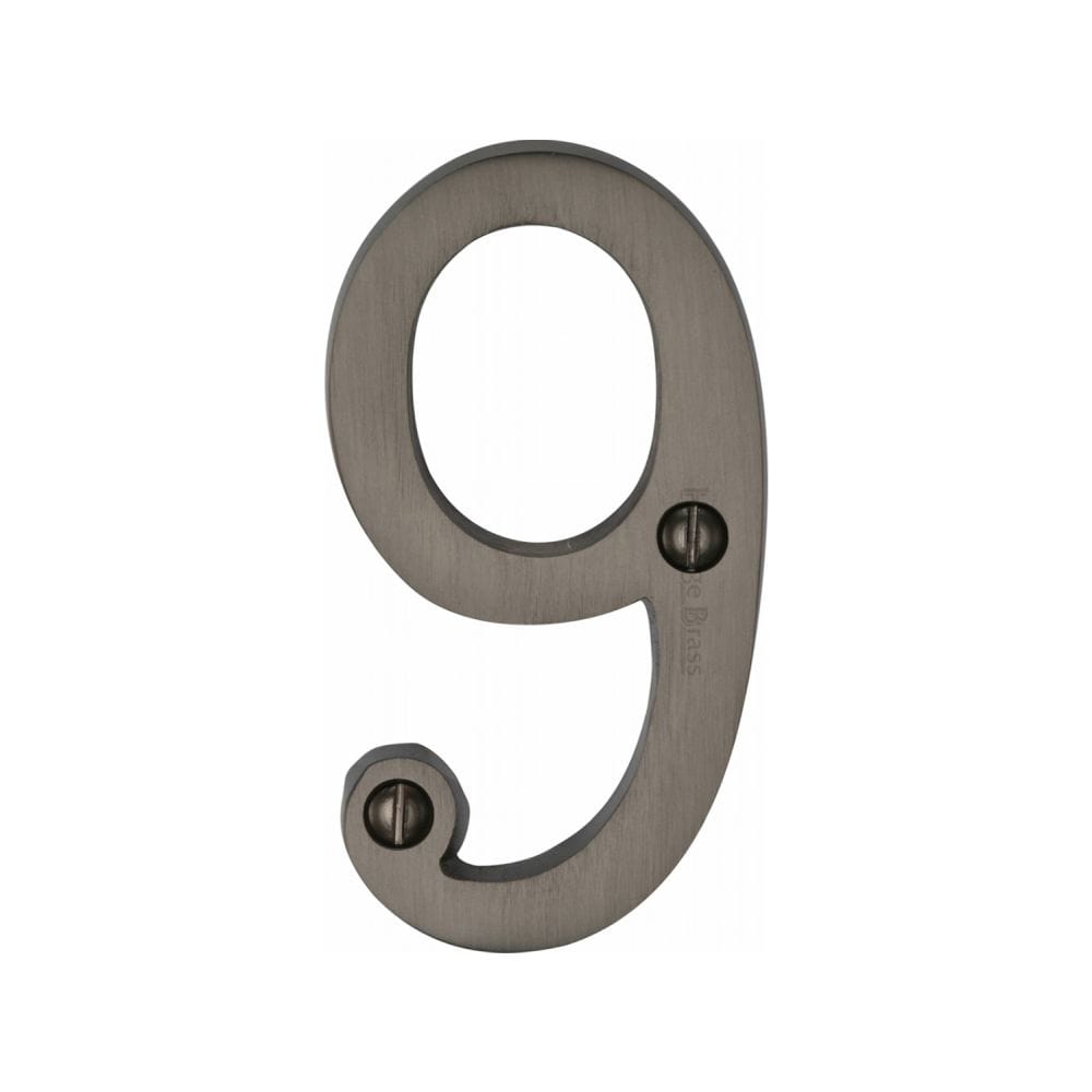 Heritage Brass Door Furniture Matt Bronze / Numerals / 9 Heritage Brass - Numeral 9 Face Fix 76mm (3") Matt Bronze Finish