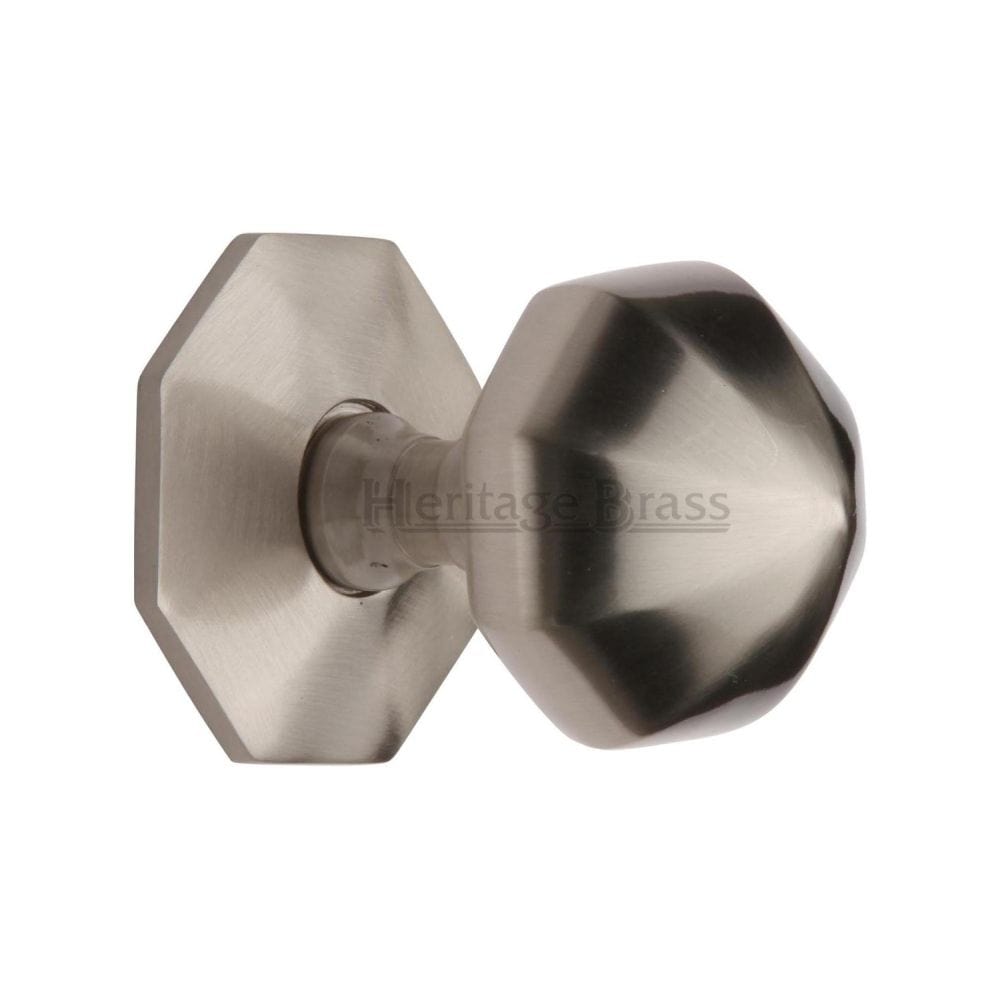 Heritage Brass Door Furniture Satin Nickel / Octagonal Centre Door Knob Heritage Brass - Octagon Centre Door Knob 2 1/2" Satin Nickel Finish