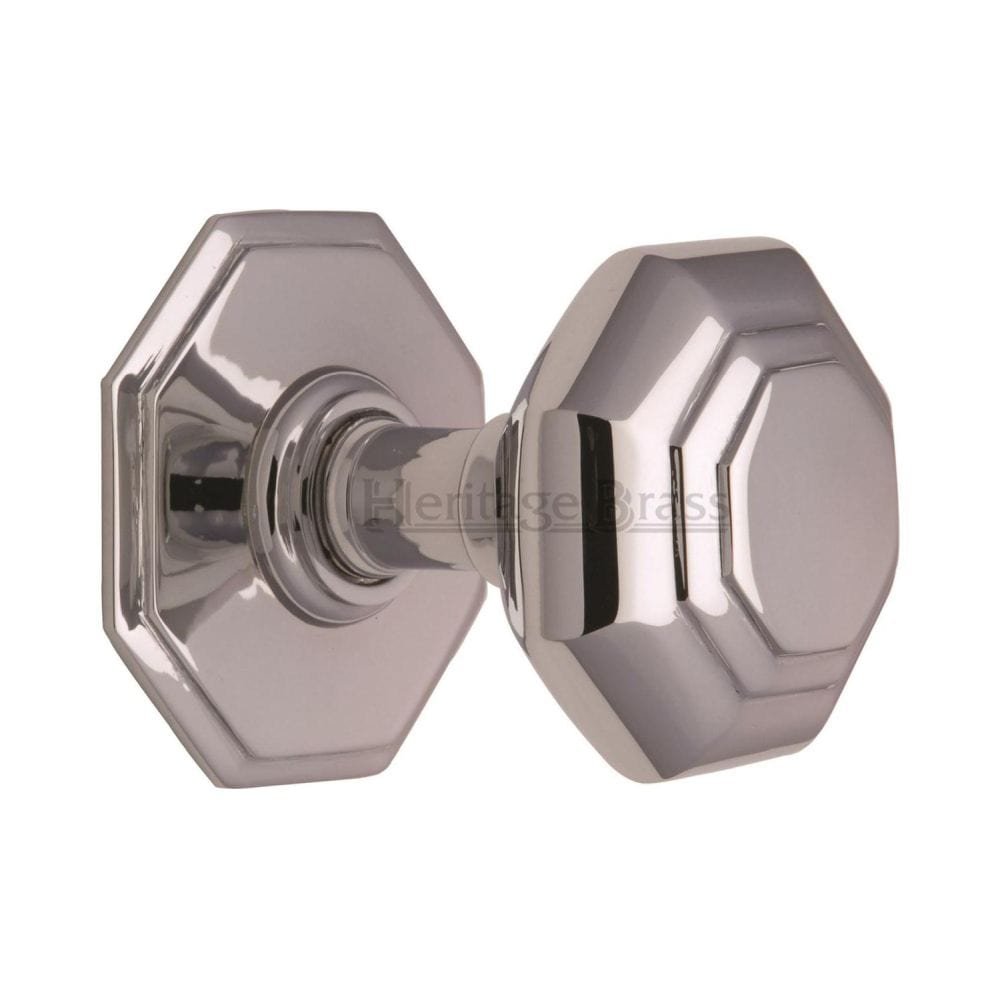Heritage Brass Door Furniture Polished Chrome / Octagonal Centre Door Knob Heritage Brass - Octagon Centre Door Knob 3" Polished Chrome Finish