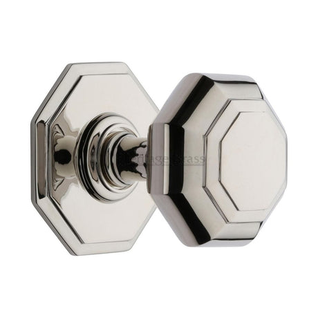 Heritage Brass Door Furniture Polished Nickel / Octagonal Centre Door Knob Heritage Brass - Octagon Centre Door Knob 3" Polished Nickel Finish