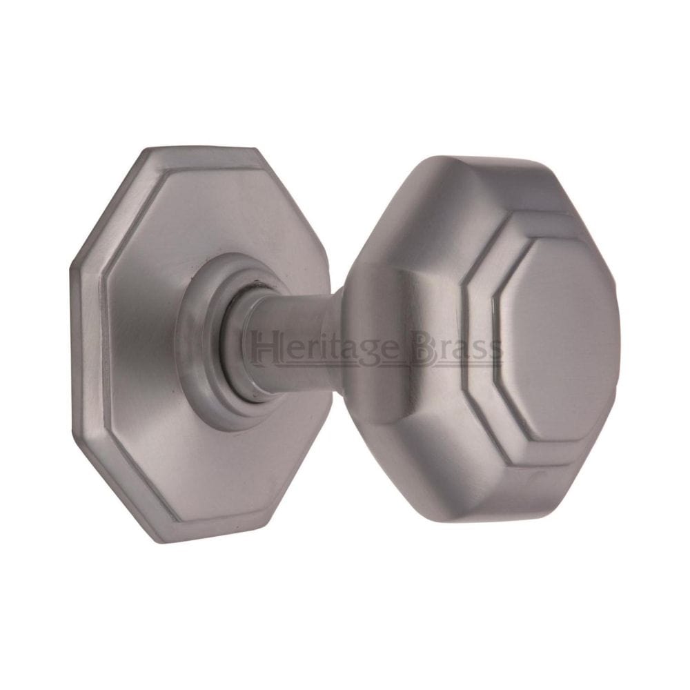 Heritage Brass Door Furniture Satin Chrome / Octagonal Centre Door Knob Heritage Brass - Octagon Centre Door Knob 3" Satin Chrome Finish