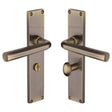 Heritage Brass Door Furniture Antique Brass / Bathroom Lock Handles Heritage Brass - Octave Bathroom Set Door Handle on 200mm Plate Antique Brass finish