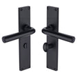 Heritage Brass Door Furniture Matt Black / Bathroom Lock Handles Heritage Brass - Octave Bathroom Set Door Handle on 200mm Plate Matt Black finish