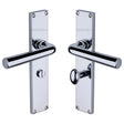 Heritage Brass Door Furniture Polished Chrome / Bathroom Lock Handles Heritage Brass - Octave Bathroom Set Door Handle on 200mm Plate Polished Chrome finish