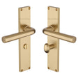 Heritage Brass Door Furniture Satin Brass / Bathroom Lock Handles Heritage Brass - Octave Bathroom Set Door Handle on 200mm Plate Satin Brass finish