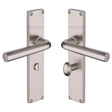 Heritage Brass Door Furniture Satin Nickel / Bathroom Lock Handles Heritage Brass - Octave Bathroom Set Door Handle on 200mm Plate Satin Nickel finish