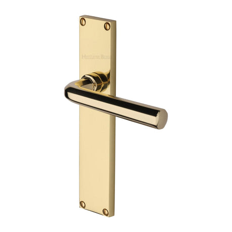 Heritage Brass Door Furniture Polished Brass / Latch Handles Heritage Brass - Octave Lever Latch Door Handle on 200mm Plate Polished Brass finish