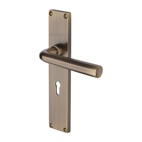 Heritage Brass Door Furniture Antique Brass / Std. Lock Handles Heritage Brass - Octave Lever Lock Door Handle on 200mm Plate Antique Brass finish