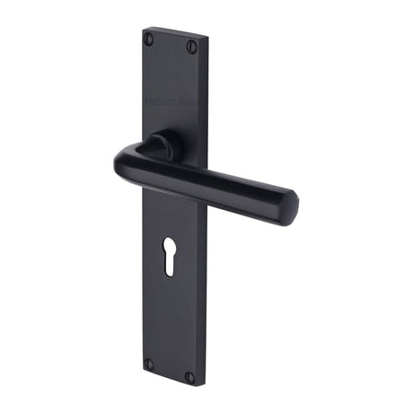 Heritage Brass Door Furniture Matt Black / Std. Lock Handles Heritage Brass - Octave Lever Lock Door Handle on 200mm Plate Matt Black finish