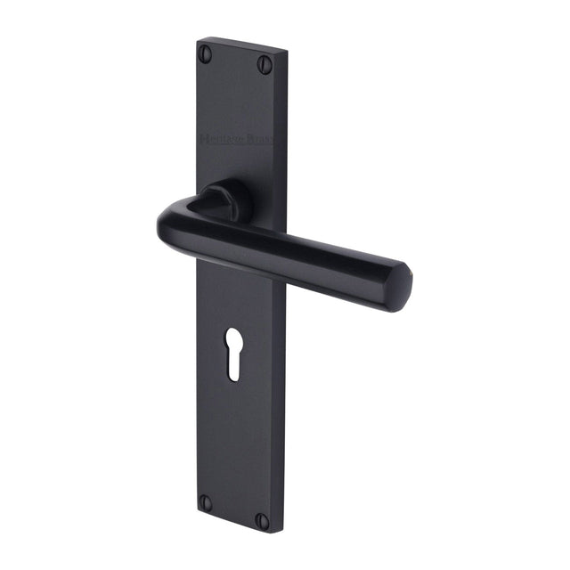 Heritage Brass Door Furniture Matt Black / Std. Lock Handles Heritage Brass - Octave Lever Lock Door Handle on 200mm Plate Matt Black finish