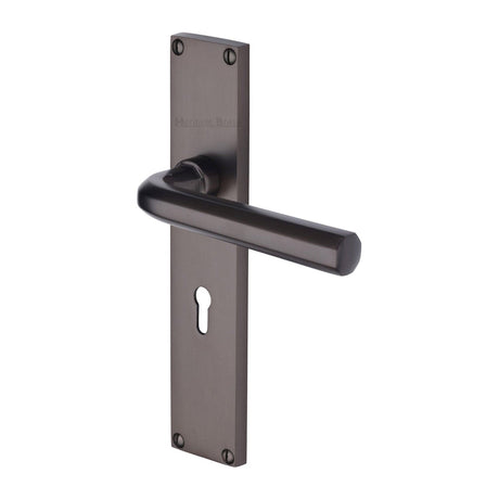 Heritage Brass Door Furniture Matt Bronze / Std. Lock Handles Heritage Brass - Octave Lever Lock Door Handle on 200mm Plate Matt Bronze finish