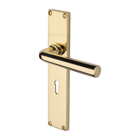 Heritage Brass Door Furniture Polished Brass / Std. Lock Handles Heritage Brass - Octave Lever Lock Door Handle on 200mm Plate Polished Brass finish