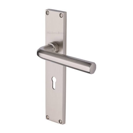 Heritage Brass Door Furniture Satin Nickel / Std. Lock Handles Heritage Brass - Octave Lever Lock Door Handle on 200mm Plate Satin Nickel finish