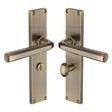Heritage Brass Door Furniture Antique Brass / Bathroom Lock Handles Heritage Brass - Octave Reeded Bathroom Set Antique Brass finish