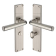 Heritage Brass Door Furniture Satin Nickel / Bathroom Lock Handles Heritage Brass - Octave Reeded Bathroom Set Satin Nickel finish