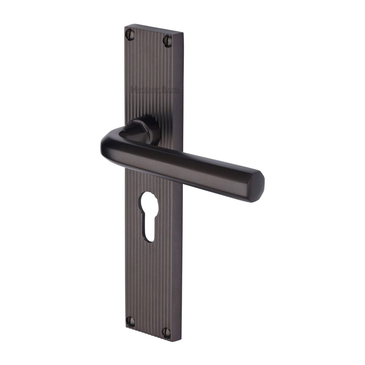 Heritage Brass Door Furniture Matt Bronze / Euro Profile Lock Handles Heritage Brass - Octave Reeded Europrofile Matt Bronze finish
