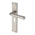 Heritage Brass Door Furniture Satin Nickel / Euro Profile Lock Handles Heritage Brass - Octave Reeded Europrofile Satin Nickel finish