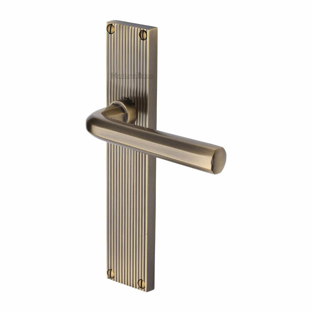 Heritage Brass Door Furniture Antique Brass / Latch Handles Heritage Brass - Octave Reeded Lever Latch Antique Brass finish